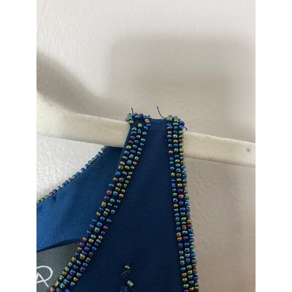 ADRIANNA PAPELL DRESS 8 BLUE COCKTAIL PARTY FESTIVE HOLIDAYS - Picture 12 of 16